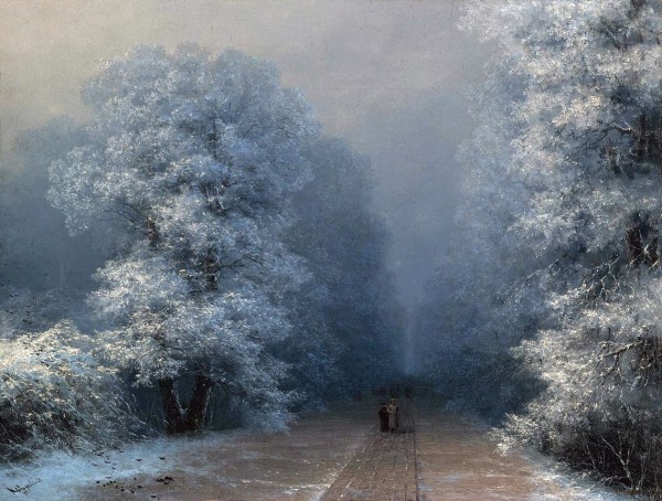 Winter landscape and alley by Ivan Aivazovsky